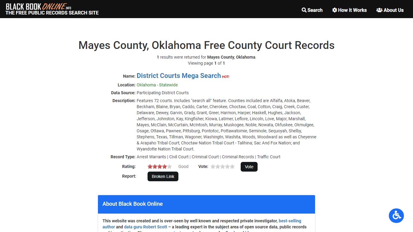 Free Mayes County, Oklahoma County Court Record Search - Black Book Online