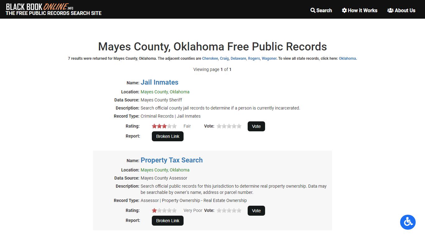 Mayes County, OK Free Public Records - Black Book Online